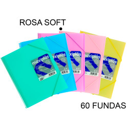 Carpeta con 60 fundas + sobre con cierre de velcro grafoplas maxiplás traslúcido din a4, rosa soft