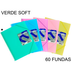 Carpeta con 60 fundas + sobre con cierre de velcro grafoplas maxiplás traslúcido din a4, verde soft
