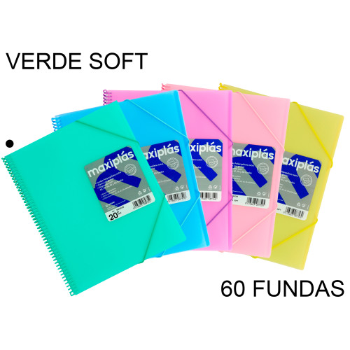 Carpeta con 60 fundas + sobre con cierre de velcro grafoplas maxiplás traslúcido din a4, verde soft