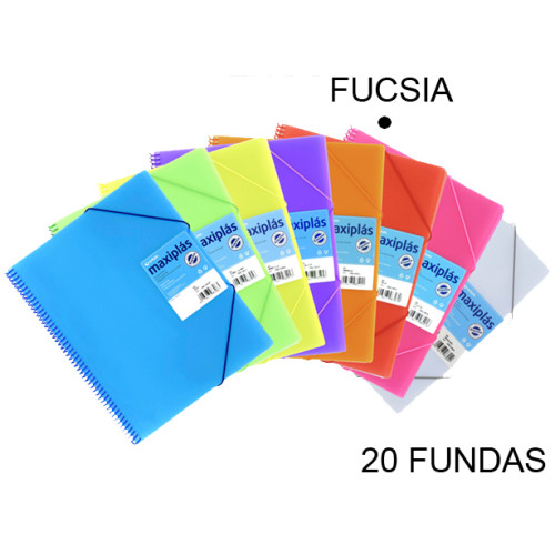 Carpeta con 20 fundas + sobre con cierre de velcro grafoplas maxiplás traslúcido din a4, fucsia