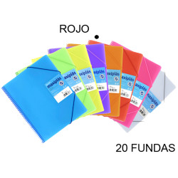 Carpeta con 20 fundas + sobre con cierre de velcro grafoplas maxiplás traslúcido din a4, rojo
