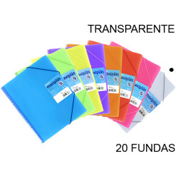 Carpeta con 20 fundas + sobre con cierre de velcro grafoplas maxiplás traslúcido din a4, transparente