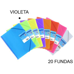 Carpeta con 20 fundas + sobre con cierre de velcro grafoplas maxiplás traslúcido din a4, violeta