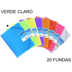 Carpeta con 20 fundas + sobre con cierre de velcro grafoplas maxiplás traslúcido din a4, verde claro