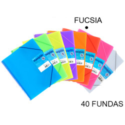 Carpeta con 40 fundas + sobre con cierre de velcro grafoplas maxiplás traslúcido din a4, fucsia