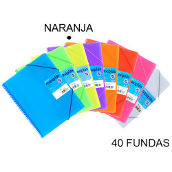 Carpeta con 40 fundas + sobre con cierre de velcro grafoplas maxiplás traslúcido din a4, naranja
