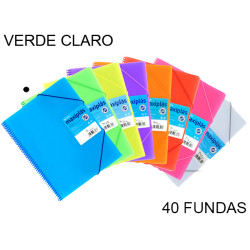 Carpeta con 40 fundas + sobre con cierre de velcro grafoplas maxiplás traslúcido din a4, verde claro