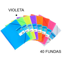 Carpeta con 40 fundas + sobre con cierre de velcro grafoplas maxiplás traslúcido din a4, violeta