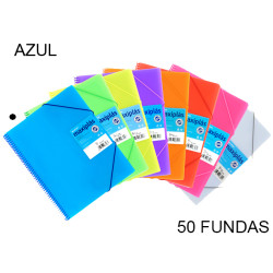 Carpeta con 50 fundas + sobre con cierre de velcro grafoplas maxiplás traslúcido din a4, azul