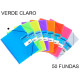 Carpeta con 50 fundas + sobre con cierre de velcro grafoplas maxiplás traslúcido din a4, verde claro