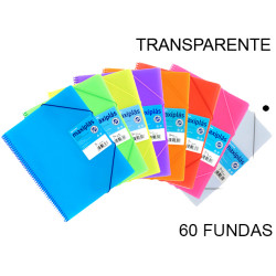 Carpeta con 60 fundas + sobre con cierre de velcro grafoplas maxiplás traslúcido din a4, transparente