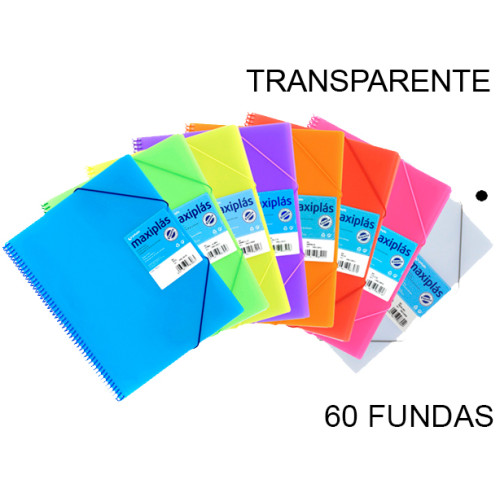 Carpeta con 60 fundas + sobre con cierre de velcro grafoplas maxiplás traslúcido din a4, transparente
