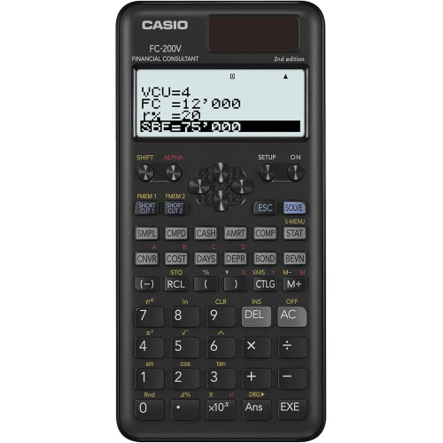 Calculadora financiera casio fc-200v-2, 10+2 dígitos