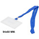 Identificador personal en plástico rígido con cordón plano q-connect, 94x60 mm. azul