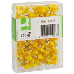 Aguja de señalizar con cabeza de plástico q-connect, amarillo, caja de 100 uds.