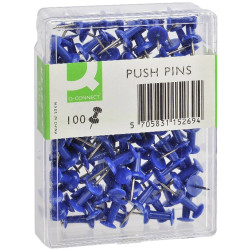 Aguja de señalizar con cabeza de plástico q-connect, azul, caja de 100 uds.