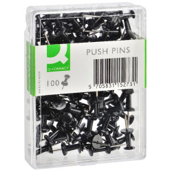 Aguja de señalizar con cabeza de plástico q-connect, negro, caja de 100 uds.