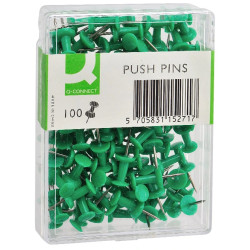 Aguja de señalizar con cabeza de plástico q-connect, verde, caja de 100 uds.
