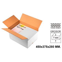 Caja para embalar - americana con altura regulable, canal doble de 7 mm. q-connect, 450x375x280 mm. blanco