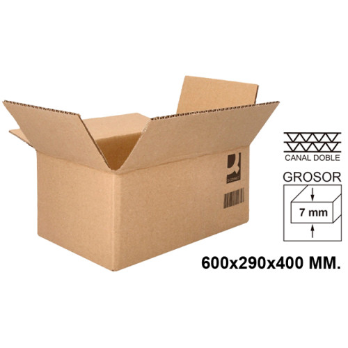 Caja para embalar - americana, canal doble de 7 mm. q-connect, 600x290x400 mm. marrón