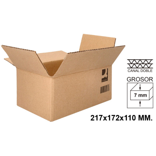 Caja para embalar - americana, canal doble de 7 mm. q-connect, 217x172x110 mm. marrón