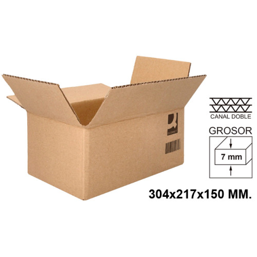 Caja para embalar - americana, canal doble de 7 mm. q-connect, 304x217x150 mm. marrón