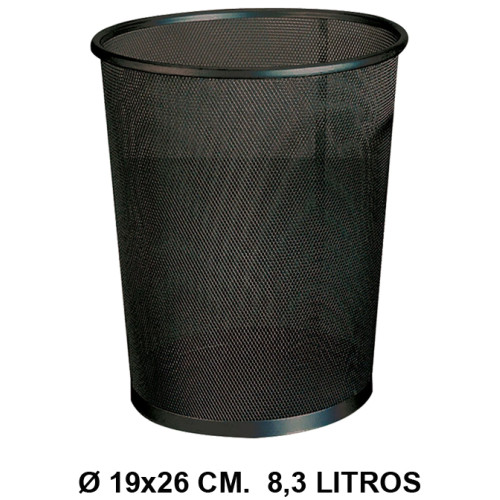 Papelera metálica de rejilla q-connect, Ø 19x26 cm. 8,3 litros. negro