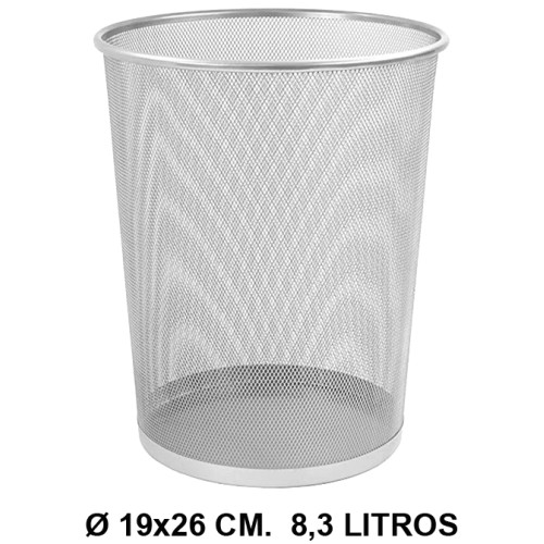 Papelera metálica de rejilla q-connect, Ø 19x26 cm. 8,3 litros. plata