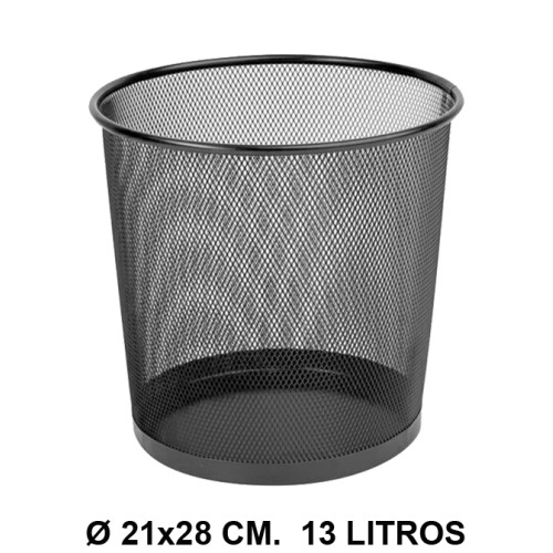 Papelera metálica de rejilla q-connect, Ø 21x28 cm. 13 litros. negro