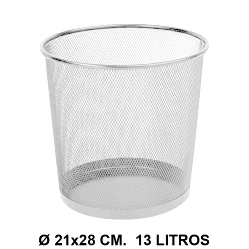 Papelera metálica de rejilla q-connect, Ø 21x28 cm. 13 litros. plata