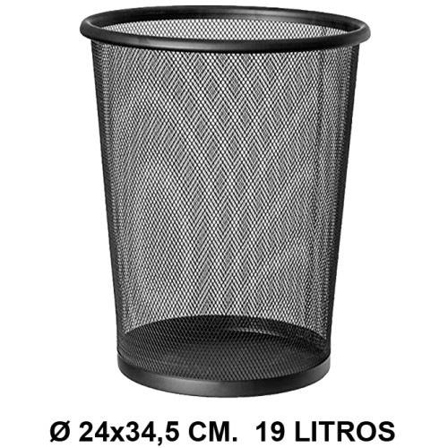 Papelera metálica de rejilla q-connect, Ø 24x34,5 cm. 19 litros. negro
