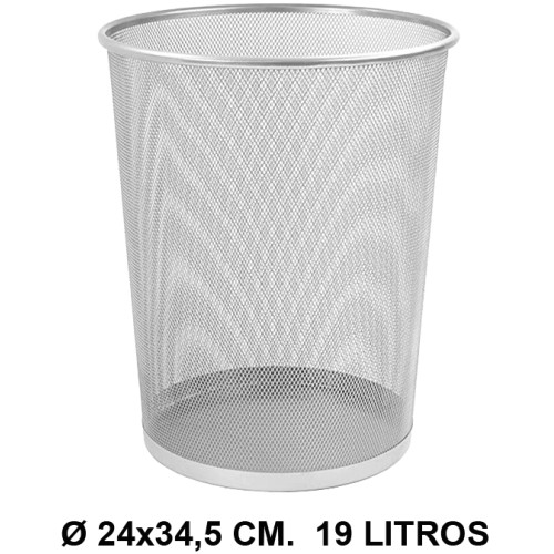 Papelera metálica de rejilla q-connect, Ø 24x34,5 cm. 19 litros. plata