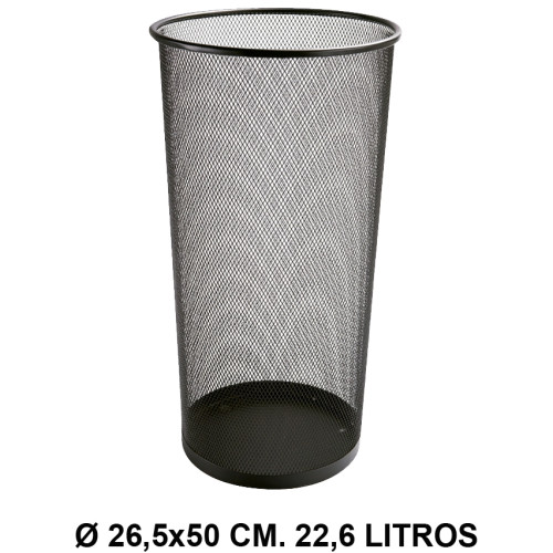 Paragüero metálico de rejilla q-connect, Ø 26,5x50 cm. 22,6 litros. negro