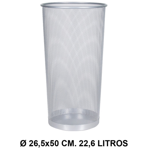 Paragüero metálico de rejilla q-connect, Ø 26,5x50 cm. 22,6 litros. plata