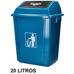 Contenedor de basura con tapa de balancín q-connect, 34x24x45 cm. 20 litros, azul