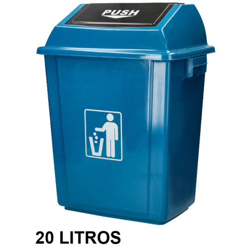 Contenedor de basura con tapa de balancín q-connect, 34x24x45 cm. 20 litros, azul
