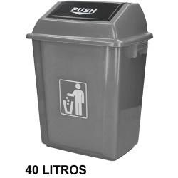 Contenedor de basura con tapa de balancín q-connect, 41x28x61 cm. 40 litros, gris
