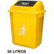 Contenedor de basura con tapa de balancín q-connect, 47x33x76 cm. 58 litros, amarillo