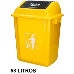 Contenedor de basura con tapa de balancín q-connect, 47x33x76 cm. 58 litros, amarillo
