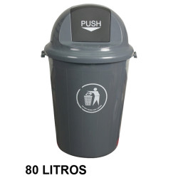 Contenedor de basura con tapa de balancín q-connect, Ø 45x76 cm. 80 litros, gris