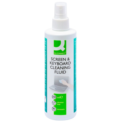 Spray limpiador de pantallas y teclados q-connect, bote de 250 ml.