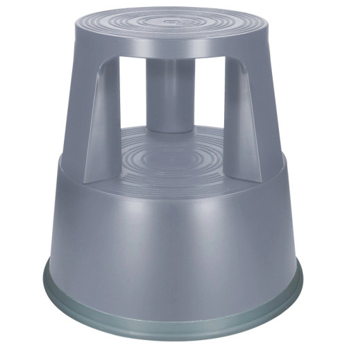 Taburete q-connect, 3 ruedas de goma retráctiles, 2 peldaños, gris