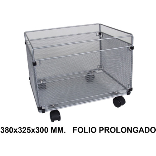 Soporte para carpetas colgantes con visor superior folio prolongado con ruedas q-connect, 380x325x300 mm. plata