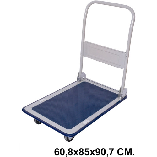 Carro con plataforma, asa abatible, 4 ruedas q-connect, 300 kg.