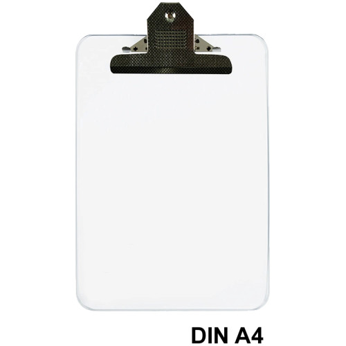 Carpeta con pinza metálica, base en polipropileno q-connect, din a4, transparente