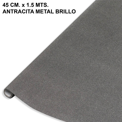 Rollo adhesivo de papel plastificado d-c-fix, 45 cm. x 1,5 mts. antracita metal brillo