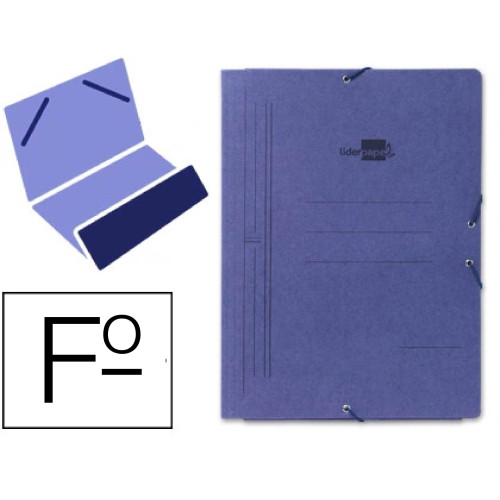 Carpeta de gomas bolsa en cartón pintado de 540 grs/m². liderpapel, folio, azul