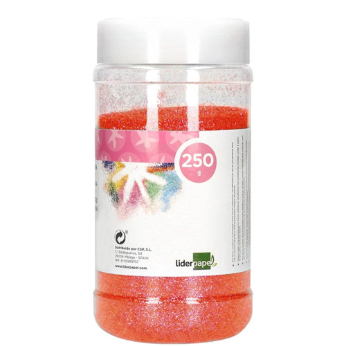 Purpurina fantasía liderpapel, bote de 250 grs. naranja pastel