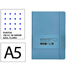 Cuaderno encolado tapa blanda símil piel antartik notes, din a5, 100 hj. 80 grs/m². puntos s/m. azul claro