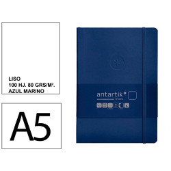 Cuaderno encolado tapa blanda símil piel antartik notes, din a5, 100 hj. 80 grs/m². liso s/m. azul marino